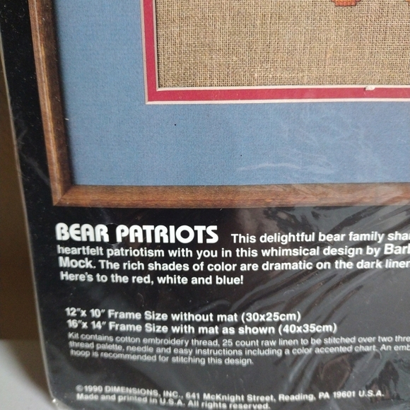 Dimensions Bear Patriots Counted Cross Stitch Kit #3688 Vintage Sewing Crafts - Picture 3 of 5